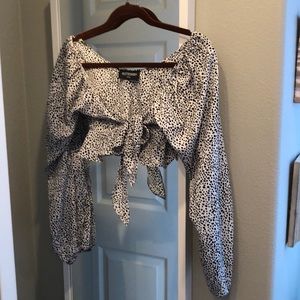 Dalmatian Dot Tie front crop top